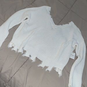 Forever 21 distressed cream sweater top
